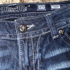 Miss Me Indigo Denim Jeans with Floral Buttons